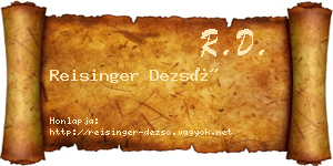 Reisinger Dezső névjegykártya